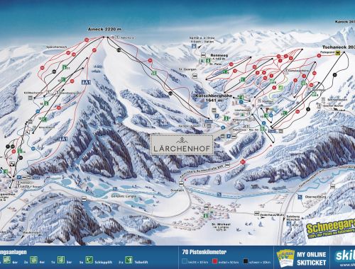Panoramakarte mit Skipisten vom Katschberg
