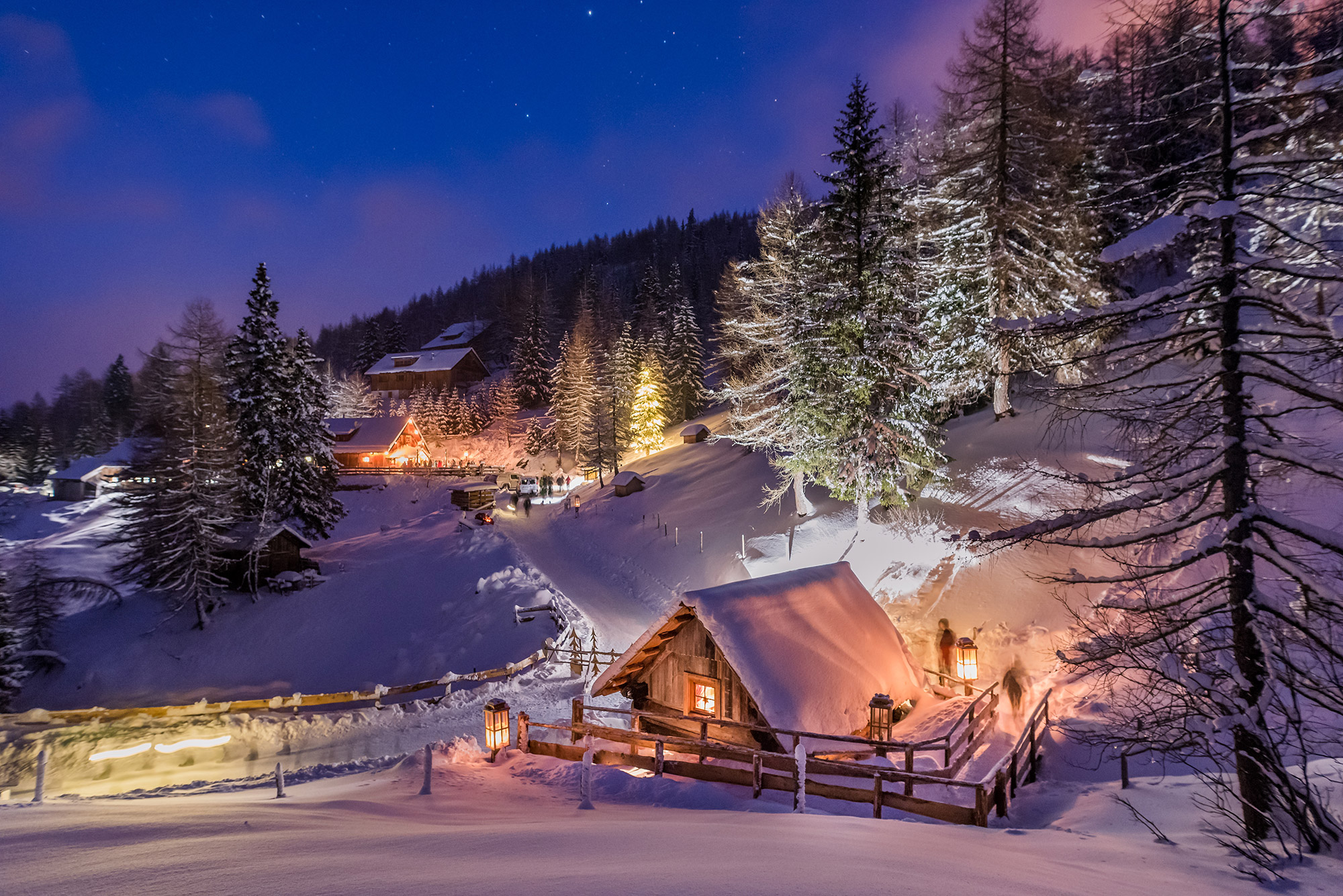 Adventweg am Katschberg im Winter am Abend